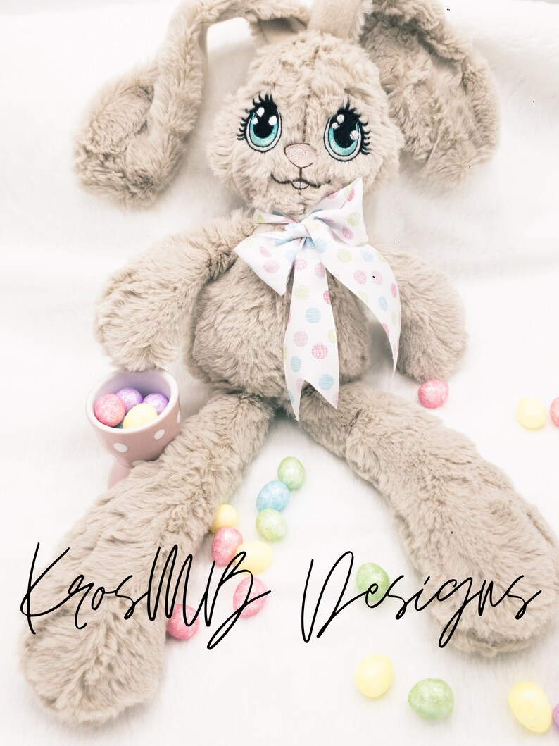 EASTER BUNNY, CUTE BIG EYE RABBIT EMBROIDERY DOLL  IN THE HOOP PROJECT