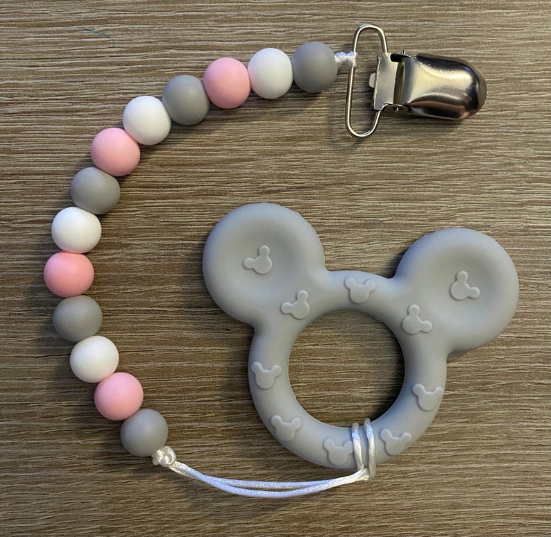 Baby pacifier clip with mickey mouse teether Etsy