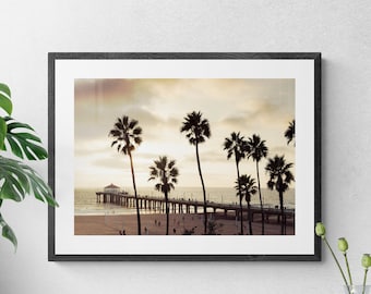 Manhattan Beach pier sunset LA fine art photo print, Los Angeles beach,  California USA Wall Art, Los Angeles gift, beach photography