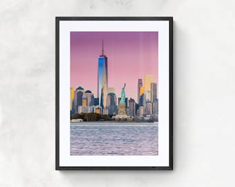 New York printable wall art, New York Digital Print, New York digital download, New York gift, New York skyline with Statue of Liberty