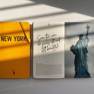 Yellow New York Notebook, NYC inspirational travel gift, Big Apple Adventure Sketchbook, New York traveller journal, New York photo journal
