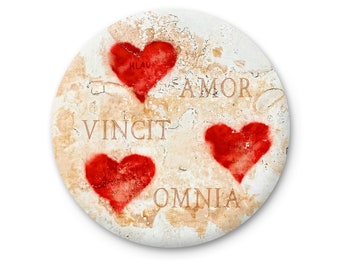 Amor Vincit Omnia Fridge Magnet, Inspirational Love Gift