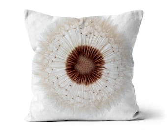 Dandelion white decorative pillow | Dandelion double sided canvas cushion | Dandelion Pillow Cover | Unique Housewarming gift | Floral gift