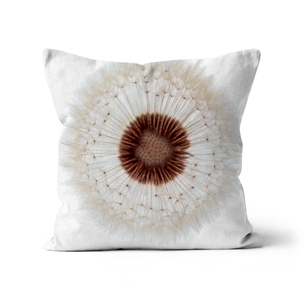 Dandelion white decorative pillow | Dandelion double sided canvas cushion | Dandelion Pillow Cover | Unique Housewarming gift | Floral gift