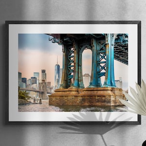 Manhattan Bridge New York fine art photo print, New York travel photography, New York City Wall Art gift, Iconic NYC architecture close up
