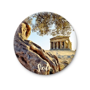 Temple of Concordia Sicily fridge magnet, unique travel fridge magnets with photo, Italy gift refrigerator magnet