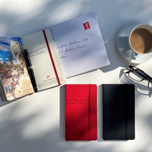 Red cover London notebook, London travel gift, London travel sketchbook, London travel journal, London travel book
