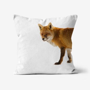 Red fox white decorative cushion | Red fox double sided canvas pillow | Red fox Pillow Cover | Minimalist Decor | Unique Housewarming gift