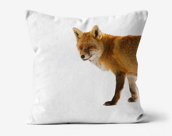 Red fox white decorative cushion | Red fox double sided canvas pillow | Red fox Pillow Cover | Minimalist Decor | Unique Housewarming gift