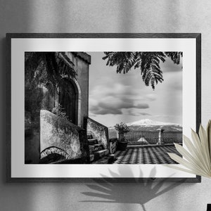 Messina Sicily Italy fine art photo print, Sicily travel photography, Castelmola town square Mount Etna Wall Art gift, High quality print
