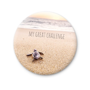 Turtle on the sandy beach fridge magnet, my great challenge motivational fridge magnets, inspirational message gift refrigerator magnet