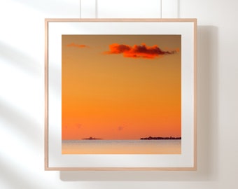 Orange sky Siracusa Italy fine art photo print, Sicily travel photography, Portopalo di Capo Passero Wall Art gift, High quality print