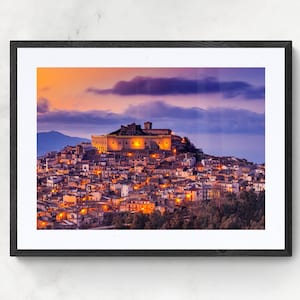 Sicily printable wall art, Sicily Italy Digital Print, Sicily digital download, Sicily gift, Sicily digital art, Montalbano Elicona sunset