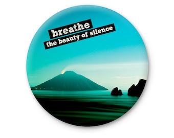Scenic sea view at dusk fridge magnet, unique motivational volcano fridge magnets with photo, inspirational cute gift refrigerator magnet
