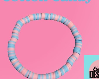 Bracelet barbe à papa - Bijoux en perles pastel, bracelet esthétique kawaii, bracelet rose et bleu, joli bracelet fait main, cadeau pour elle, ado