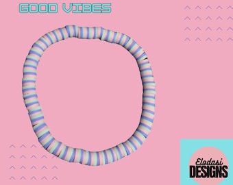 Bracelet pastel Good Vibes - Joli bracelet de perles, été, cadeau esthétique kawaii, boho coloré, bracelet de l'amitié, fait main, cadeaux pour adolescents