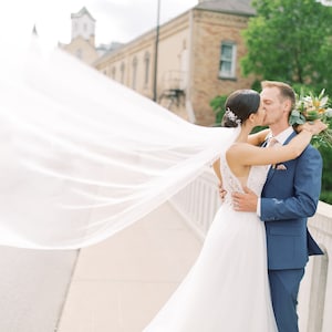 Soft Ivory Cathedral Wedding Soft Veil Bridal Veil Cathedral Elbow Fingertip Waltz Floor Chapel Royal Cathedral afbeelding 1