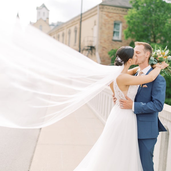 Soft Ivory Cathedral Wedding Soft Veil | Bridal Veil | Cathedral | Elbow | Fingertip | Waltz | Floor | Chapel | Royal Cathedral |