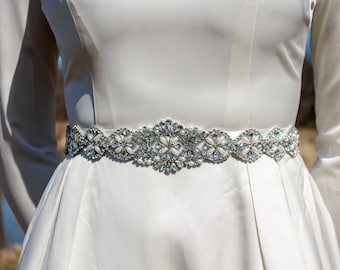 Crystal/Pearl Floral Designed Bridal Belt | Wedding Belt | Bridal Belt | Sash Belt