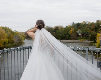 Wedding Shimmer Diamond White Chapel Veil | Bridal Veil  | Cathedral | Elbow | Fingertip | Waltz | Floor | Chapel | Royal Cathedral |