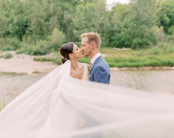 Wedding Shimmer Diamond White Chapel Veil | Wedding Veil | White Wedding Veil | -  attached metal comb