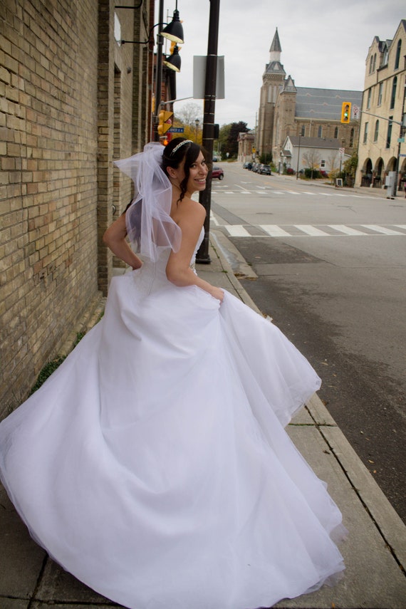 Sparkle White Elbow Wedding Veil | Wedding Veil | Cathedral  display picture 2