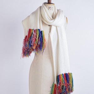 Rainbow Tassel Scarf Machine Knit Pattern - PDF Download