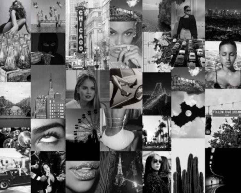 100 Pcs Black and White Aesthetic Collage Kit Digital File ...