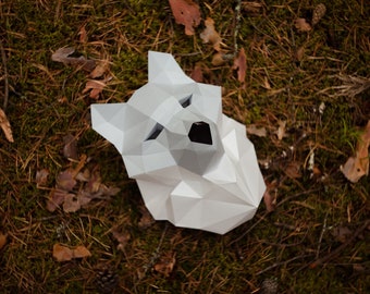 Trophée Wolf Papercraft, trophée loup low poly, trophée loup Papercraf, Dxf, fait main, sculpture animalière en papier, modèle PDF