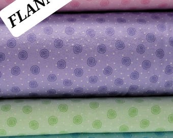 Tone on Tone Swirls and White Polka Dots in 4 Different Colors Cotton FLANNEL by A. E. Nathan. Quilting/Craft FLANNEL.