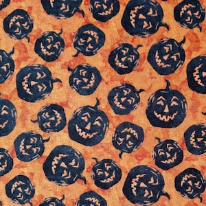 Orange Halloween Pumpkin Toss Cotton Fabric from Wilmington Prints Frightful Night Collection. Quilting/Craft/Apparel Fabric.