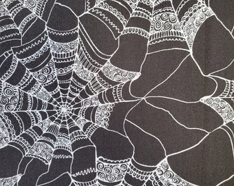 Halloween Spiderweb Cotton Fabric from Springs Creative. Patterned Spiderweb/Quilting/Craft/Sewing Fabric.