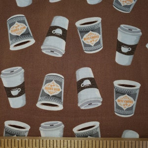 Coffee Shop to Go Cup Cotton Fabric from Windham Fabrics. Quilting/Coffee/Coffee Cup/To Go Cup Fabric