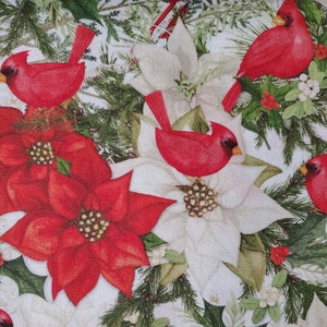 Cardinal Elegance Birds cotton Christmas Fabric from Springs Creative. Quilting/Craft/Apparel Fabric.