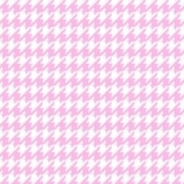 Pink Houndstooth Comfy Cotton FLANNEL from A. E. Nathan, Small Print, All Cotton. Quilting/Craft/Nursery/Baby/Girls FLANNEL Fabric