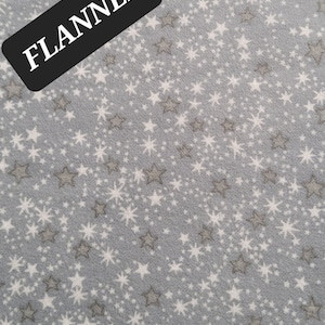 Gray with Stars Comfy Cotton FLANNEL by A.E. Nathan. Quilting/Craft/Baby/Kids/Nursery/Gender Neutral FLANNEL Fabric.
