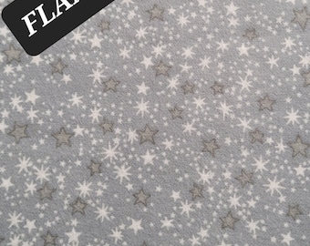 Gray with Stars Comfy Cotton FLANNEL by A.E. Nathan. Quilting/Craft/Baby/Kids/Nursery/Gender Neutral FLANNEL Fabric.