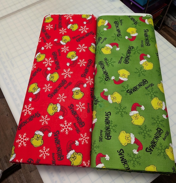 Merry Grinchmas Cotton Christmas Lightweight Fabric by Robert Kaufman Fabrics. 2 Color Choices. Quilting/Sewing/Craft/Apparel/Home Decor.