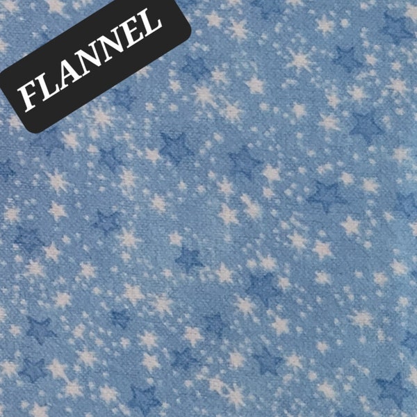 Blue Stars Comfy  Cotton FLANNEL Fabric from A. E. Nathan.  Baby/Nursery/ Kids/Quilting/Craft/Boy FLANNEL Fabric.