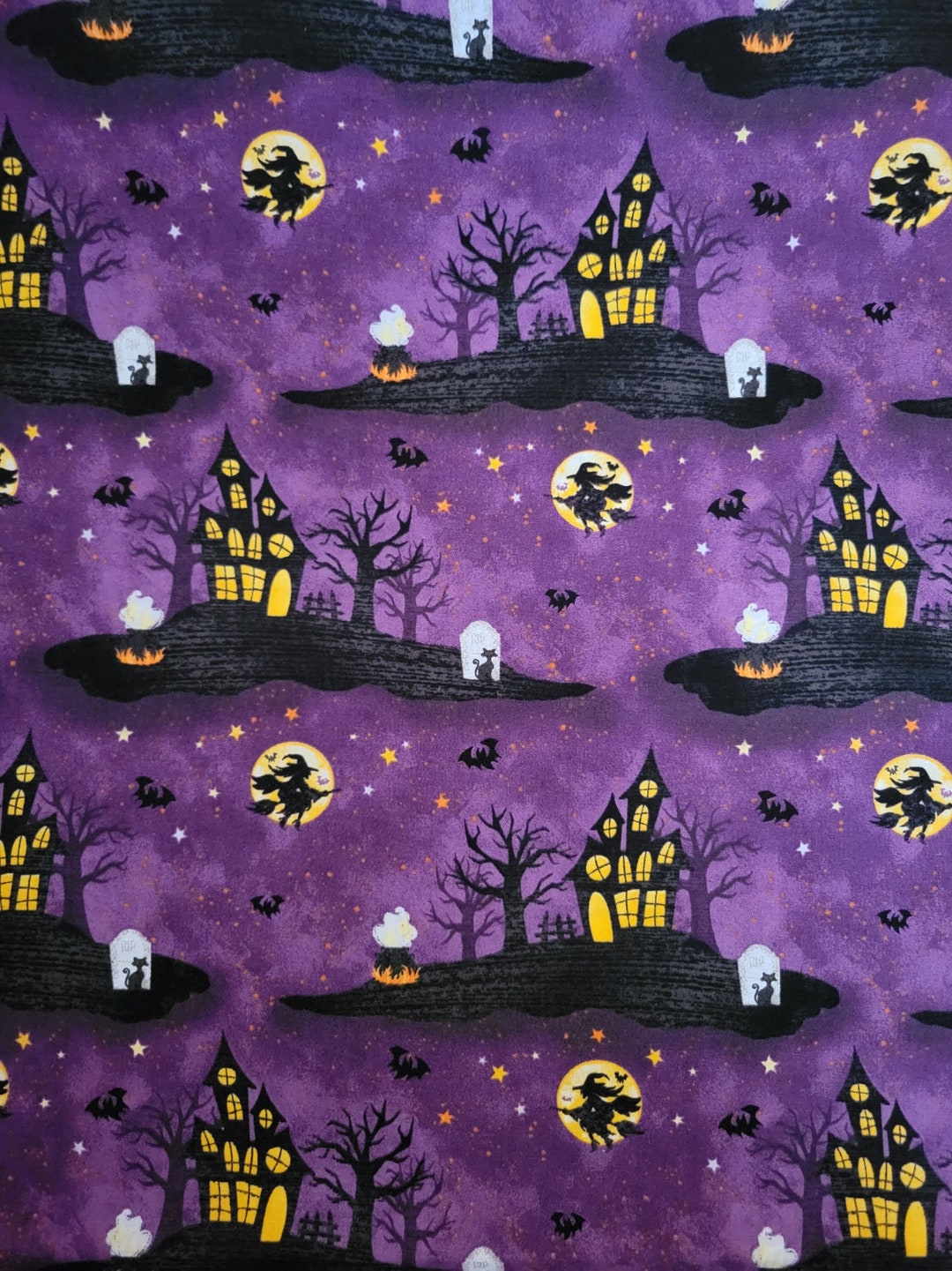 Boo Y'all Haunted House Halloween Cotton Fabric From 3 Wishes Fabric