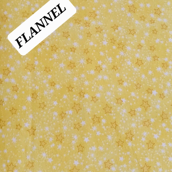 Bright Yellow Star Cotton Comfy FLANNEL from A.E. Nathan. Quilting/Craft/Baby/Nursery/Gender Neutral/Kids FLANNEL Fabric.