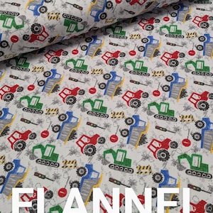 Construction Trucks Comfy Cotton Lightweight FLANNEL by A. E Nathan. Quilting/Sewing/Craft/Kids/Baby/Nursery/Home Decor/Apparel FLANNEL.