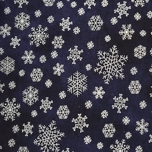 Sparkle Suede II Navy with Silver metallic Snowflakes Cotton Fabric from P&B Textiles. Christmas/Quilting/Winter Fabric.