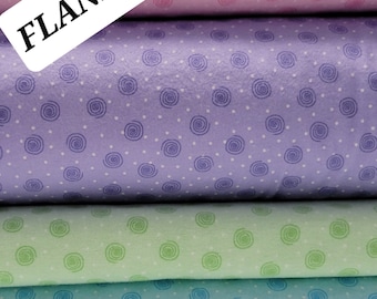 Tone on Tone Swirls and White Polka Dots in 4 Different Colors Cotton FLANNEL by A. E. Nathan. Quilting/Craft FLANNEL.