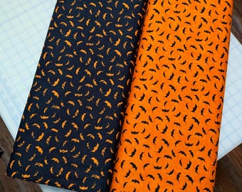 Moonlit Manor Bats Cotton Halloween Fabric from Wilmington Prints. 2 Color Choices. Quilting/Craft/Sewing Fabric