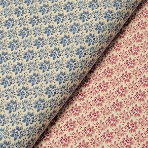 Elsie's Bouquet Reproduction Print Cotton Fabric in Pink or Blue by Marcus Fabrics. Quilting/Craft/Apparel Fabric. Priced per 1/2 Yard.