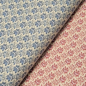 Elsie's Bouquet Reproduction Print Cotton Fabric in Pink or Blue by Marcus Fabrics. Quilting/Craft/Apparel Fabric.