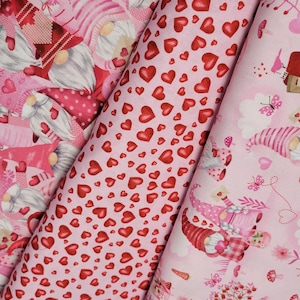 Gnome One Like You Gnome and Hearts Cotton Fabric from Timeless Treasures. Gnome/Valentine/Quilting/Craft/Apparel/Home Decor Fabric.