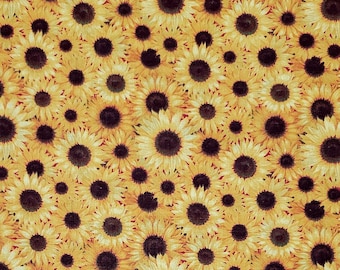 Packed Yellow Sunflowers Medium Weight Quilters Cotton Fabric from Fabric Traditions. Quilting/Craft/Apparel/Home Decor Fabric