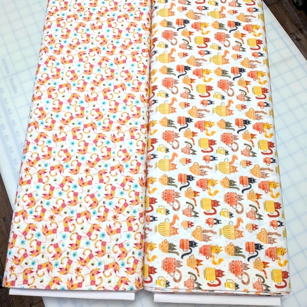 Garden Cats on White Cotton Fabric from Benartex. 2 Print Choices. Quilting/Craft/Sewing/Kids/Apparel Fabric